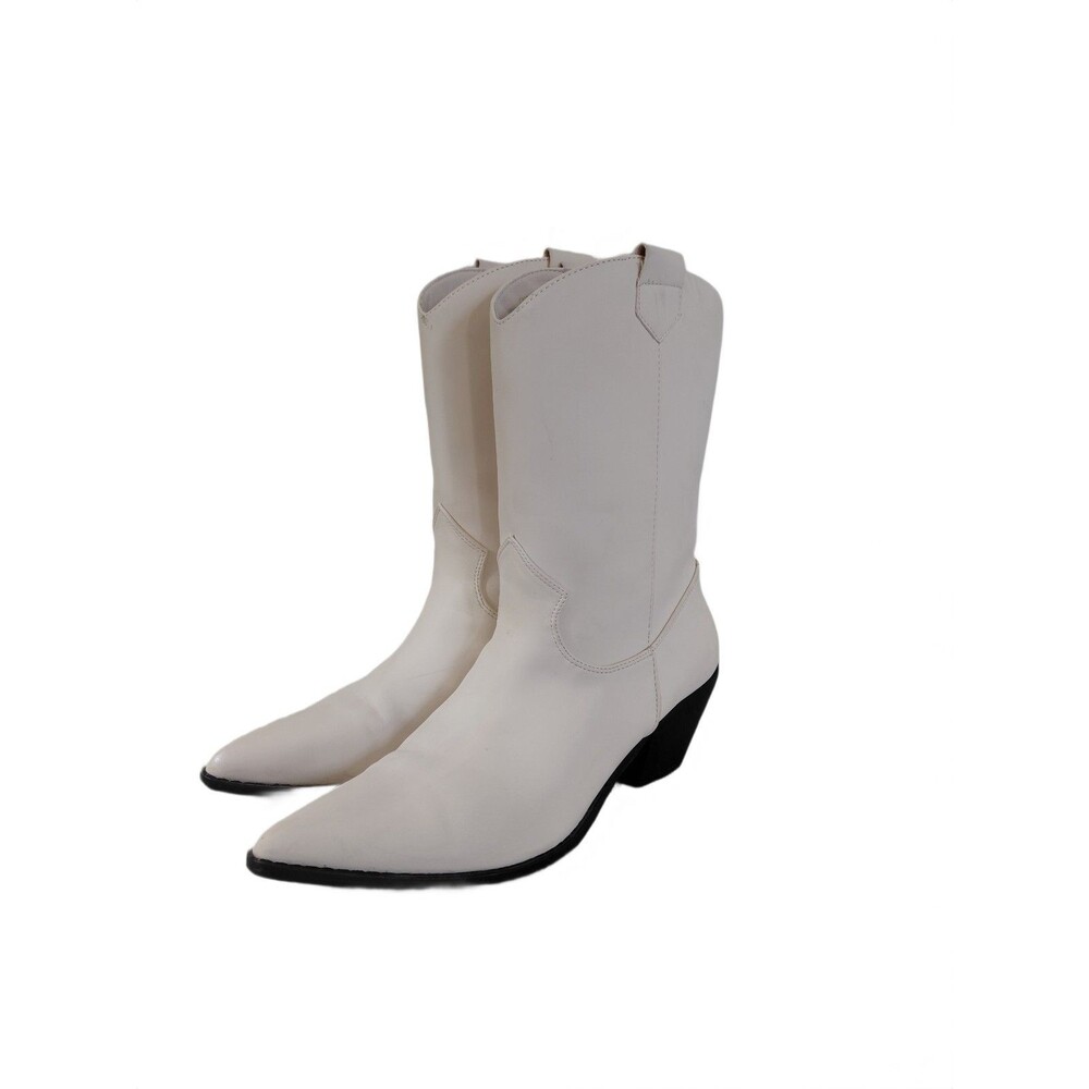 Pretty Little Thing Cream Cowboy Boots Boots Women's Size 9 Cowgirl Boots - Picture 11 of 11